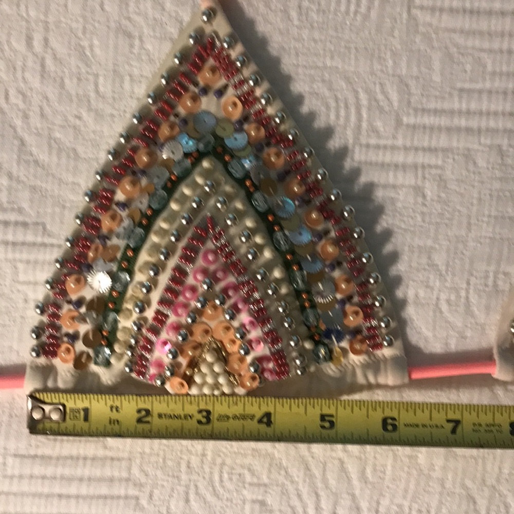 Victoria’s Secret Beaded Sequin Triangle Top Pink String Bikini Swimsuit M - Picture 13 of 17
